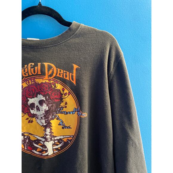 Grateful Dead Rose Skull Graphic Print Black Long Sleeve Sweatshirt Mens Size XL - Picture 3 of 3